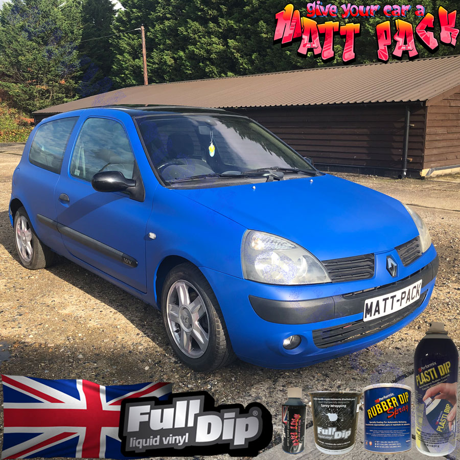 matt-pack clio spraywrap in plastidip flex blue colour with fulldip material